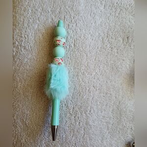 Mint Fluffy Bead Top Ballpoint Pen